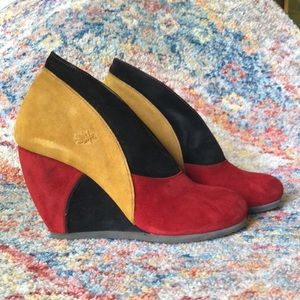 Fly Girl Tri-Color Suede Wedge